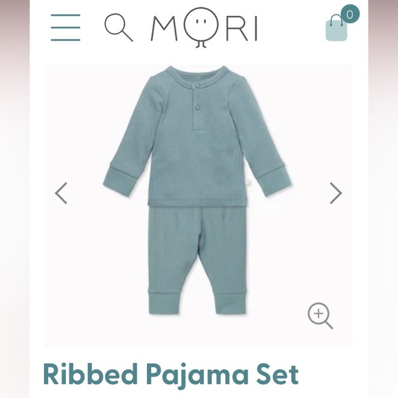 MORI Baby Sky Blue Bamboo/Organic Cotton 2 PC SET 9-12 month Rib Knit Boys/Girls - Picture 2 of 9